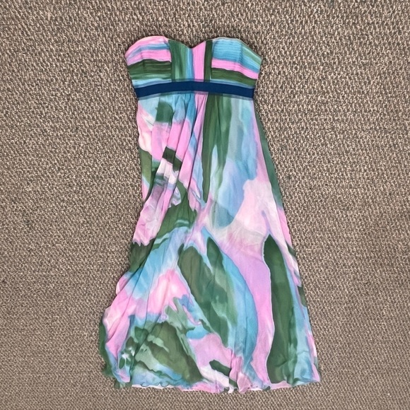 BCBGMaxAzria Silk Chiffon Watercolor Sleeveless Maxi Dress Size 4 Women’s - Picture 3 of 9